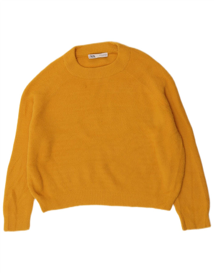 Zara dame sweater med rund hals DK 14 Medium gul nylon