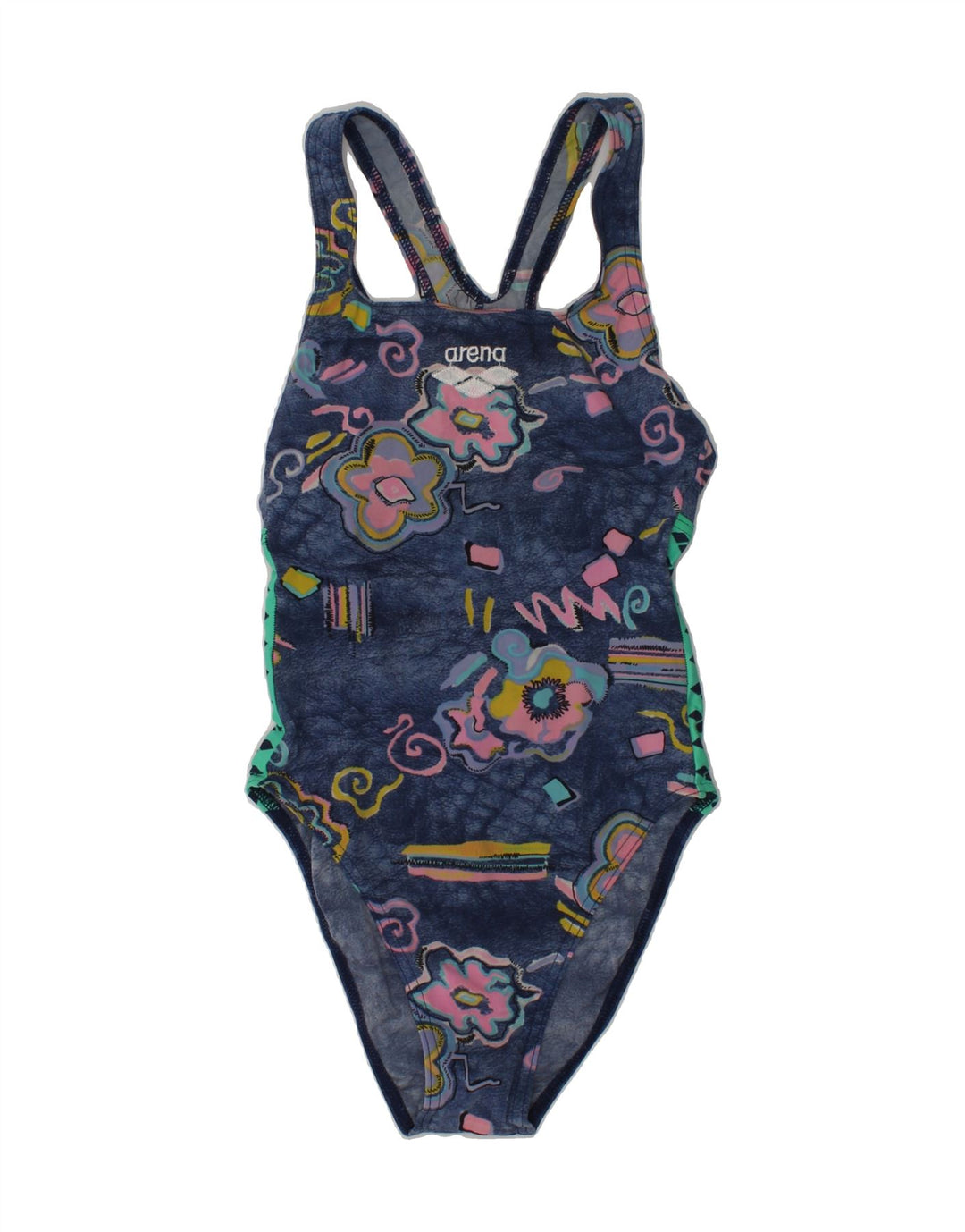 ARENA Womens Swimwear IT 40 Small Blue Floral Polyamide | Vintage Arena | Thrift | Second-Hand Arena | Used Clothing | Messina Hembry 