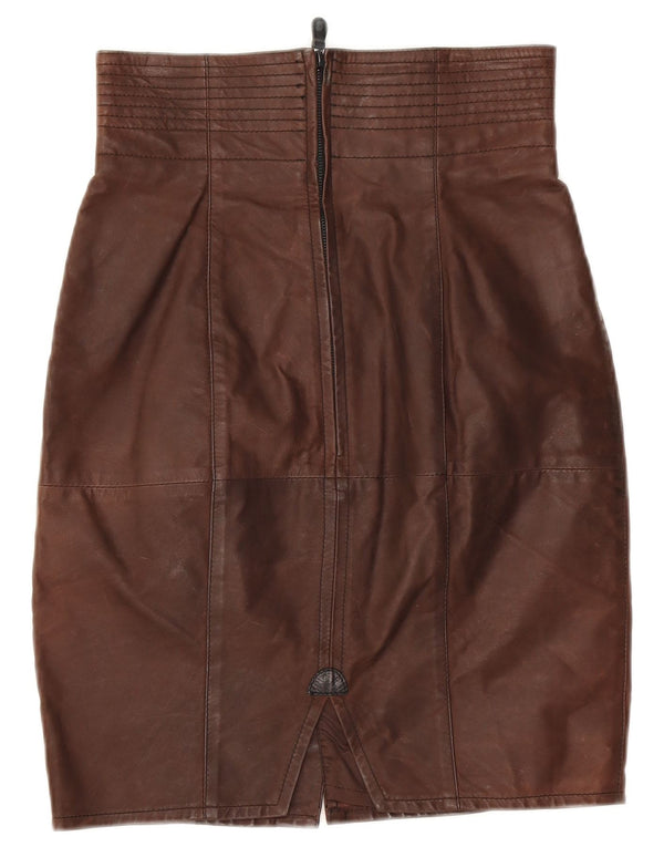 Vintage Womens Leather Skirt W28 Medium Brown Leather