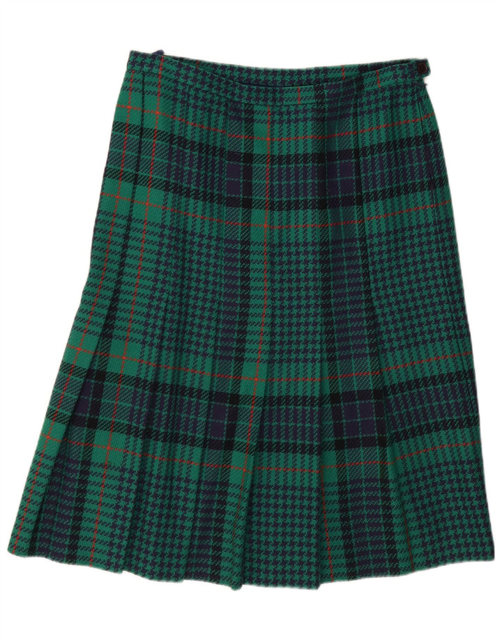 Vintage A-line nederdel til kvinder W30 Medium Green Houndstooth