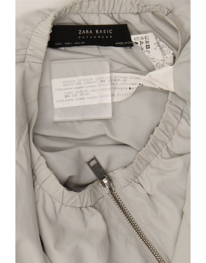 Zara Womens Bomber Jacket UK 16 Large Grå Polyester