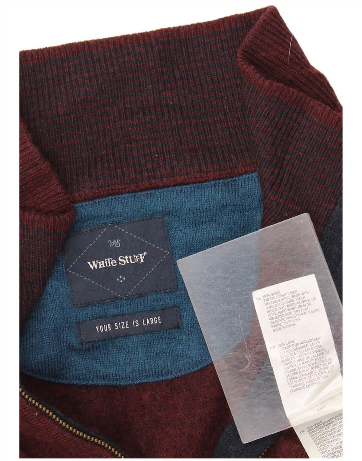 White Stuff Herre Zip Neck Jumper Sweater Large Maroon Wool