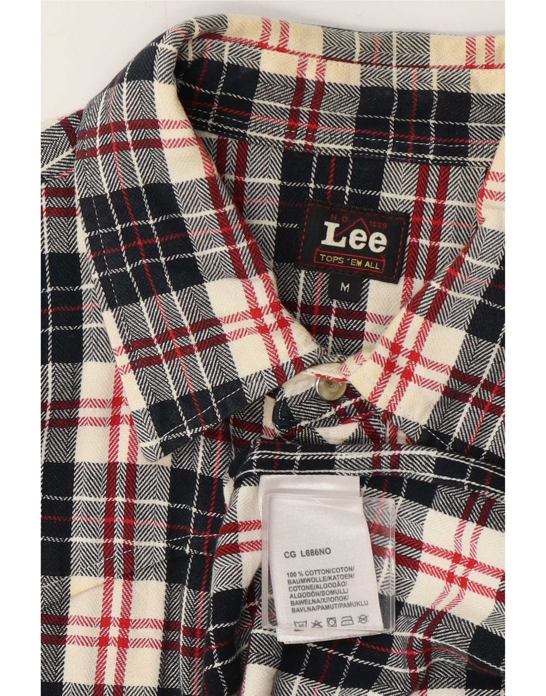 Lee Herre Flanelskjorte Medium Navyblå Plaid Bomuld
