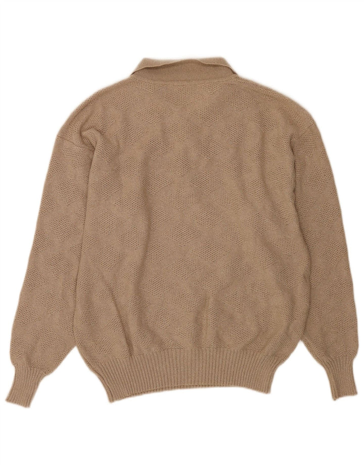 Vintage Herre Polo Neck Jumper Sweater IT 50 Medium Beige