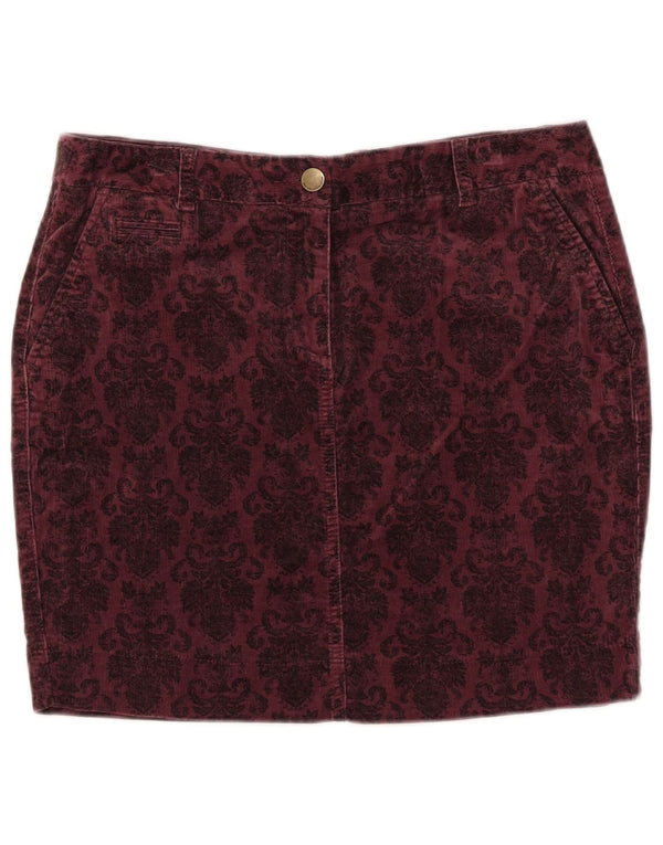 Marks & Spencer Damefløjlsnederdel UK 14 Large W33 Burgundy Floral