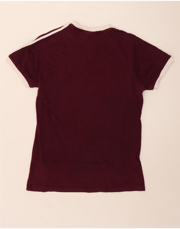 Adidas Dame T-Shirt Top UK 12 Medium Bourgogne Bomuld