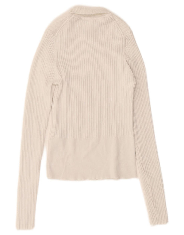Zara Womens Crop Roll Neck Jumper Sweater UK 12 Medium White Viscose
