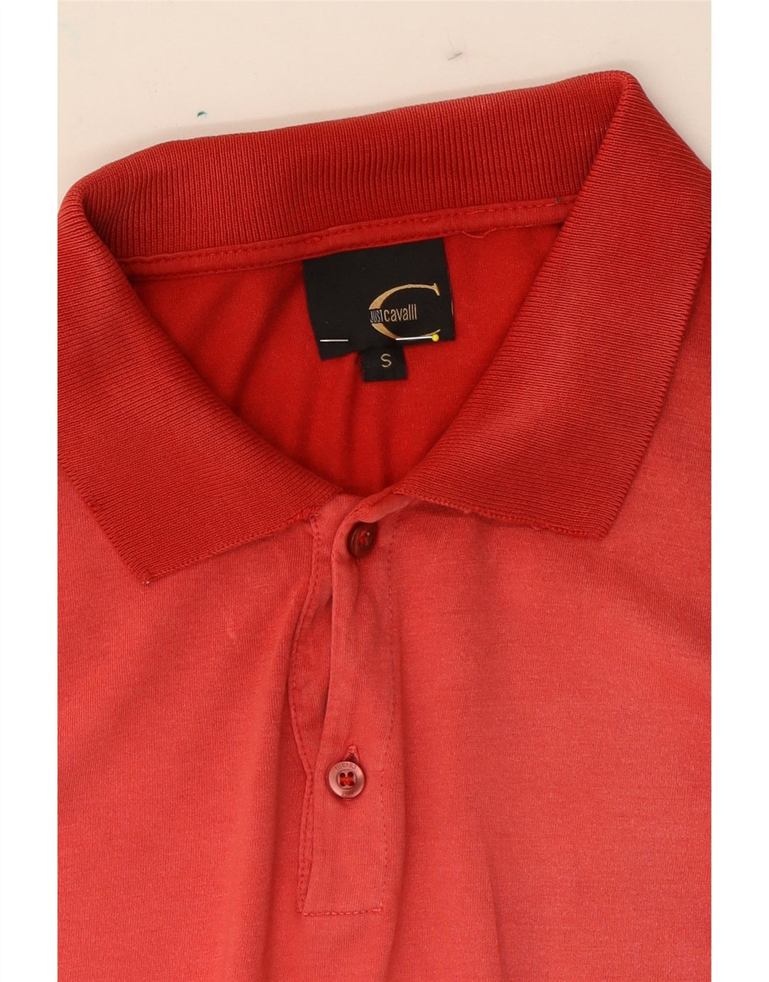 JUST CAVALLI Mens Long Sleeve Polo Shirt Small Red Cotton Vintage Just Cavalli and Second-Hand Just Cavalli from Messina Hembry 
