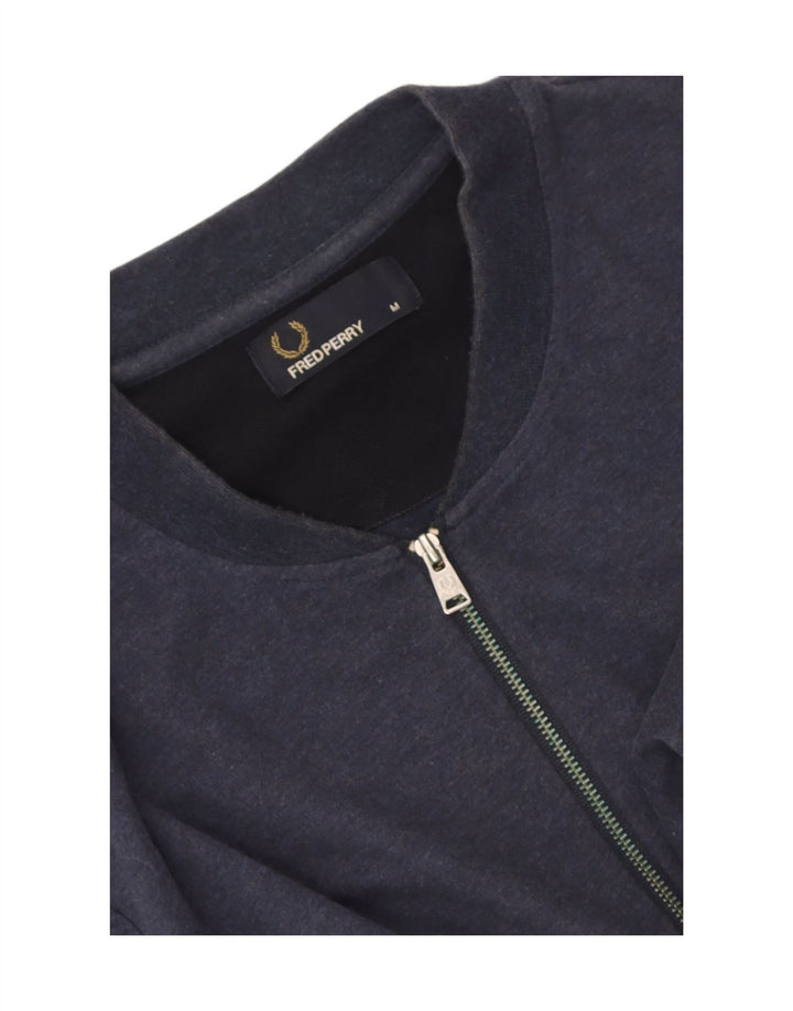 Fred Perry T-shirt med lynlås til mænd, mellemlang marineblå stribet
