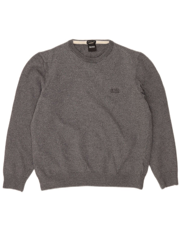 Hugo Boss Dame sweater med rund hals, UK 18 XL Grå Virgin Wool