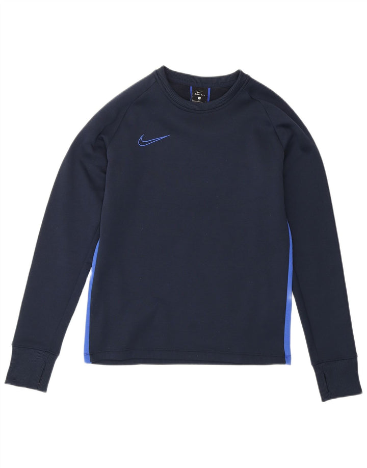 NIKE Boys Sweatshirt Jumper 12-13 Years Large Navy Blue Colourblock