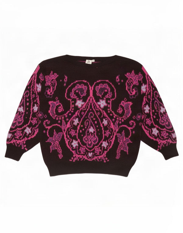 Charles Vogele Dame Boat Neck Jumper Sweater EU 40 Medium Sort Paisley