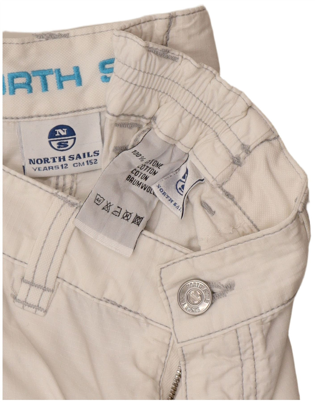 North Sails Boys Cargo Shorts 11-12 År W26 Hvid Bomuld