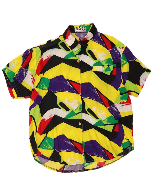 Vintage dameskjortebluse UK 16 Large Multicolored Geometric