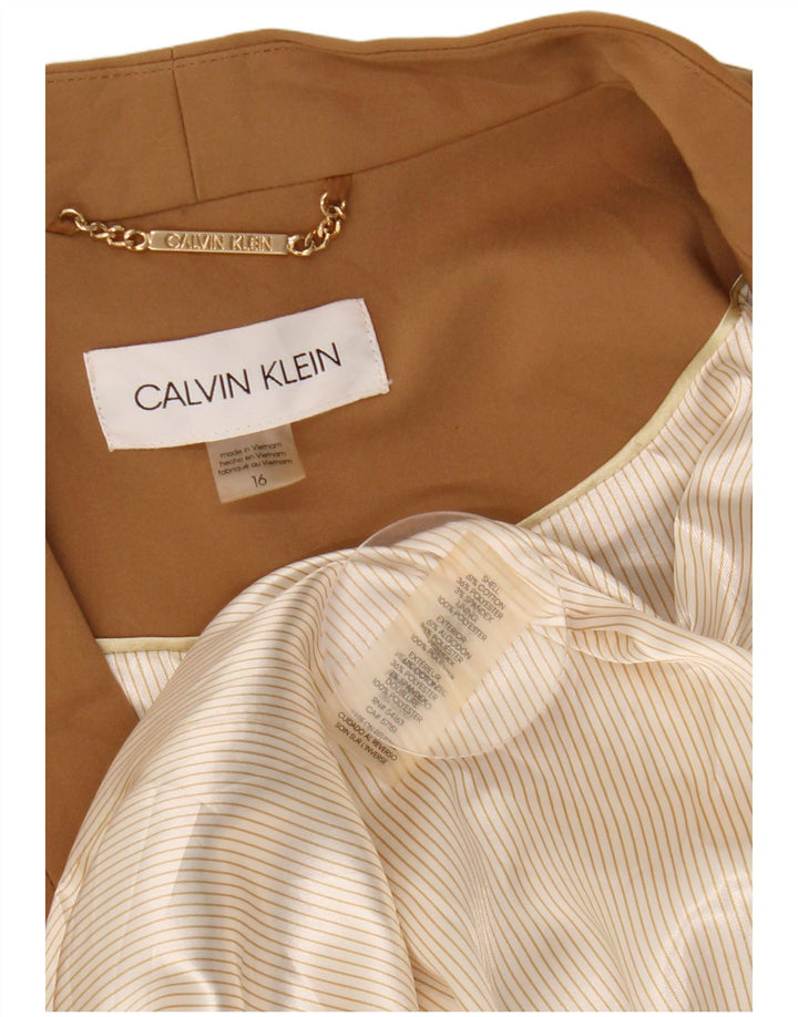 CALVIN KLEIN Dame 3/4 ærmer 1 knap blazerjakke US 16 XL Beige