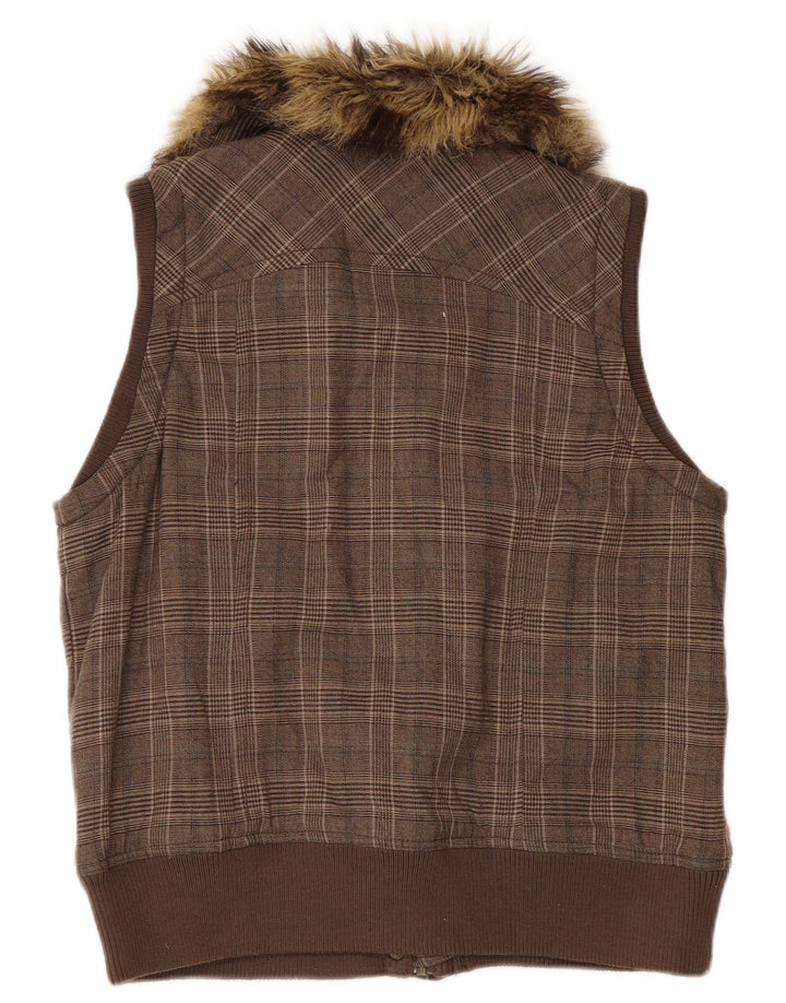 Fat Face Womens Gilet UK 12 Medium Brown Houndstooth Polyester