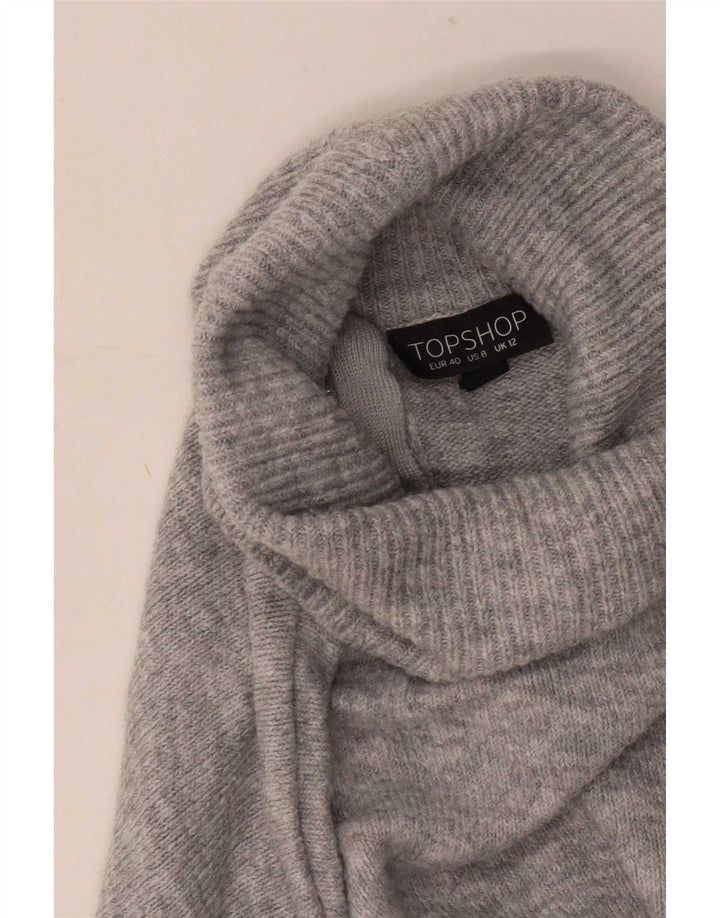 Topshop Dame Crop Oversized rullehals sweater UK 12 Medium Grey