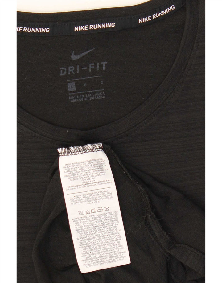 Nike Dri Fit T-shirt top til mænd, stor sort nålestribet polyester