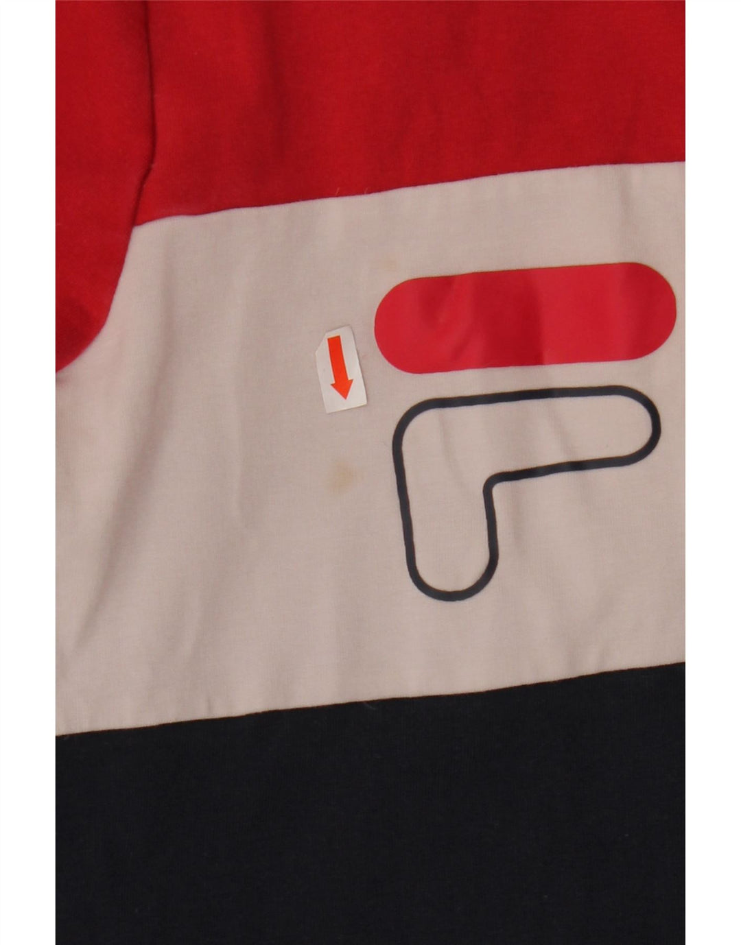 FILA Graphic Sweatshirt Jumper UK 10 Small Navy Blue Colourblock