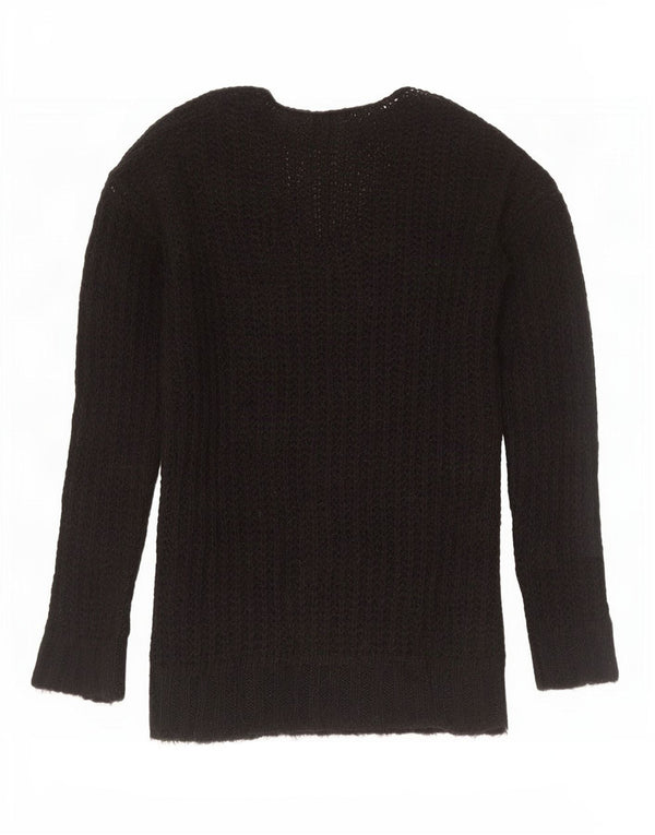 Zara Womens V-Neck Jumper Sweater UK 14 Medium Black Acrylic