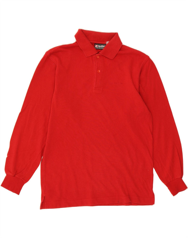 LOTTO Mens Long Sleeve Polo Shirt Medium Red Cotton Vintage Lotto and Second-Hand Lotto from Messina Hembry 