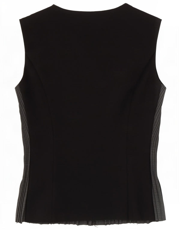 Pinko Womens Crop ærmeløs skjortebluse UK 10 Small Black Colourblock