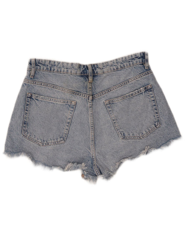 Zara Dame Denim High Waist Hot Pants EU 38 Small W28 Blue Cotton