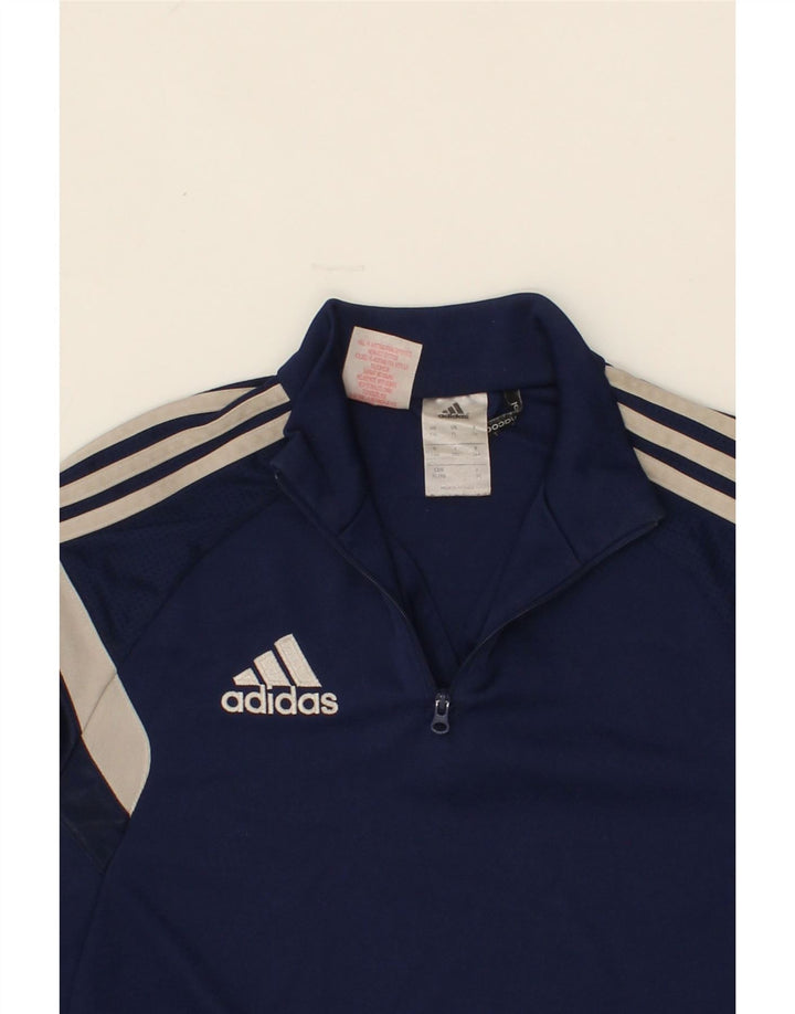 ADIDAS Boys Zip Neck Pullover Tracksuit Top 13-14 Years XL  Navy Blue Vintage Adidas and Second-Hand Adidas from Messina Hembry 