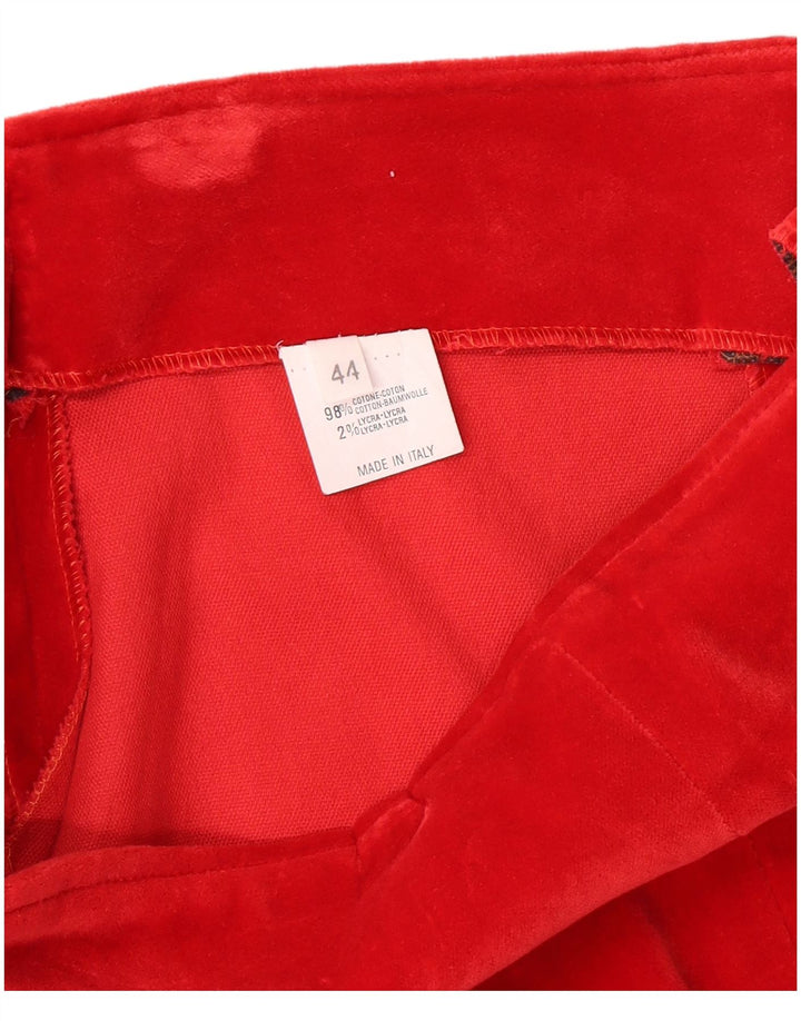 VINTAGE Dame Velour Pencil Skirt IT 44 Medium W26 Rød Bomuld