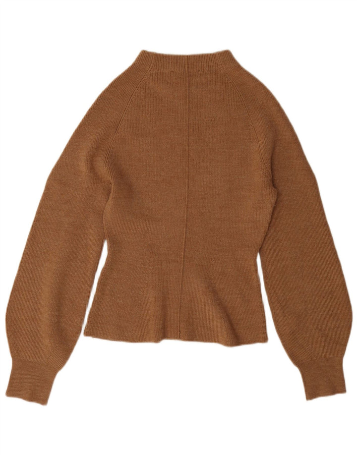 Zara Dame Turtle Neck Jumper Sweater UK 10 Small Brown Acryl