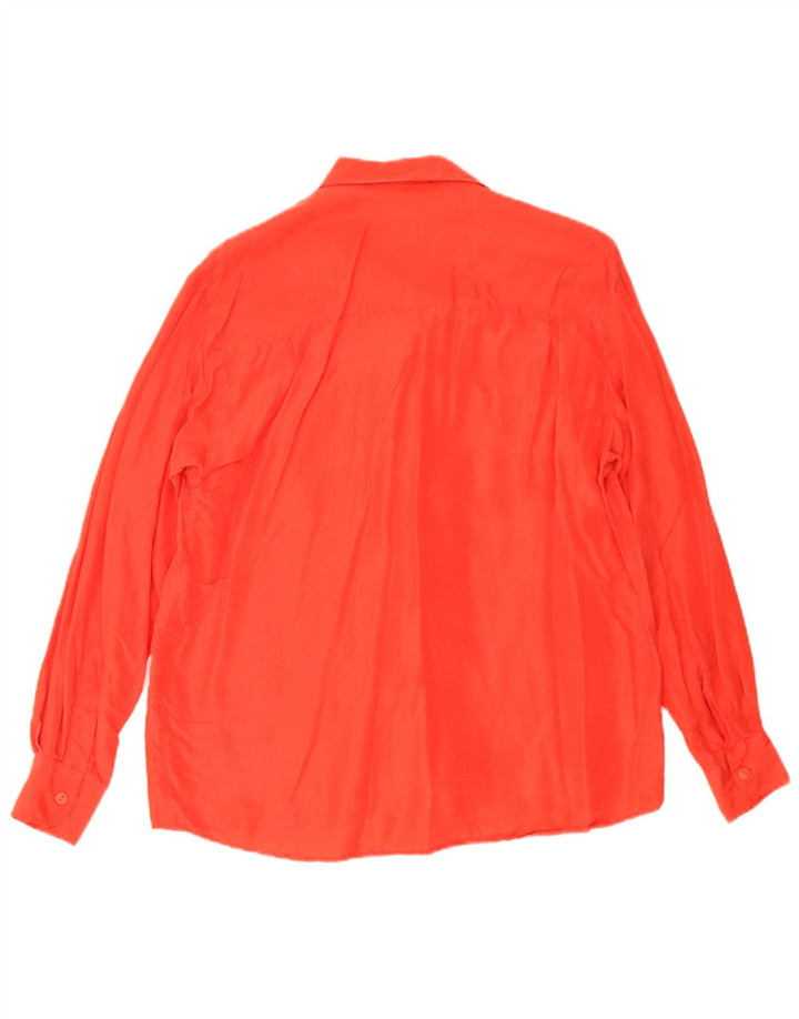 Vintage Dame Oversized Skjorte Bluse UK 10 Small Red Silk