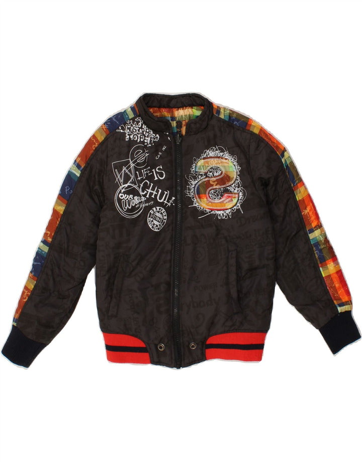 DESIGUAL Boys Graphic Reversible Jacket 5-6 Years Red Check Polyester Vintage Desigual and Second-Hand Desigual from Messina Hembry 