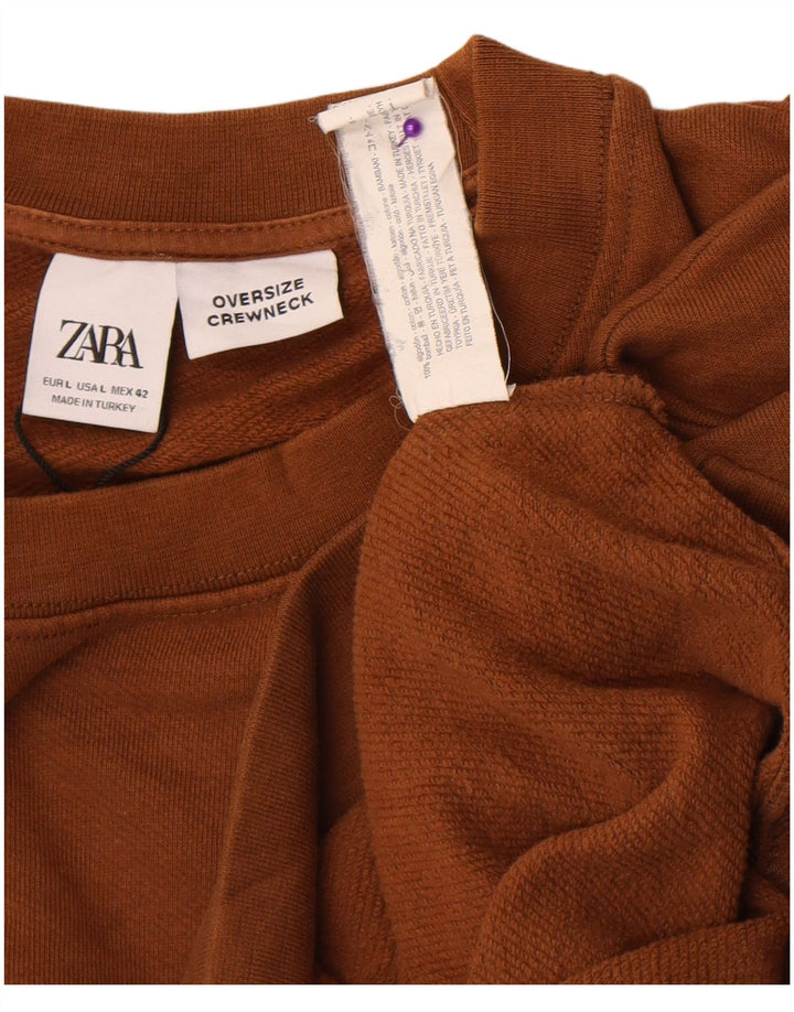 Zara Herre Oversized Sweatshirt Jumper Stor brun bomuld
