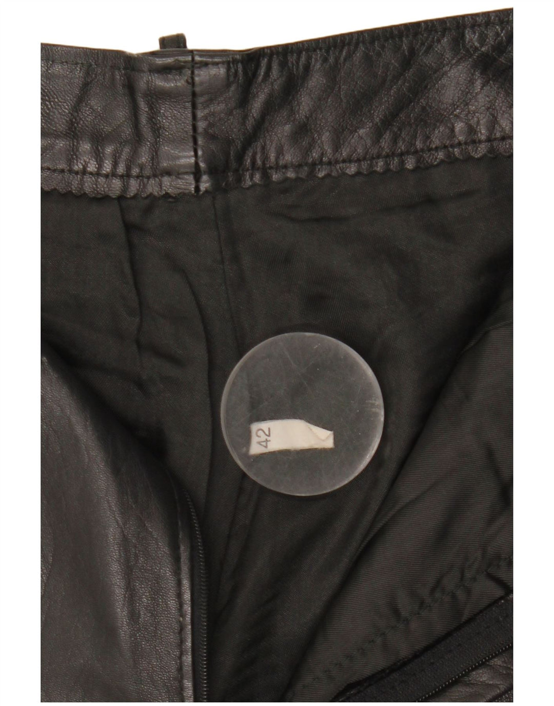 Vintage lige læderbukser til kvinder IT 42 Medium W27 L25 Sort