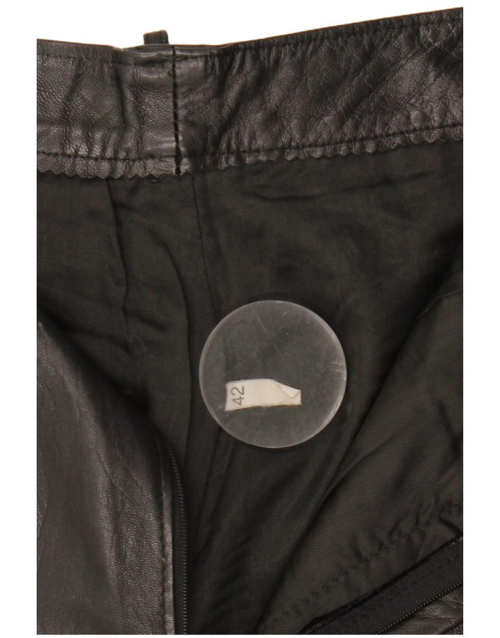 Vintage lige læderbukser til kvinder IT 42 Medium W27 L25 Sort