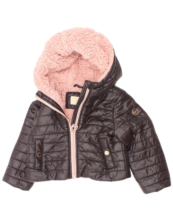 Michael Kors Baby Piger Hætte Sherpa Polstret Jakke 18-24 Måneder Sort