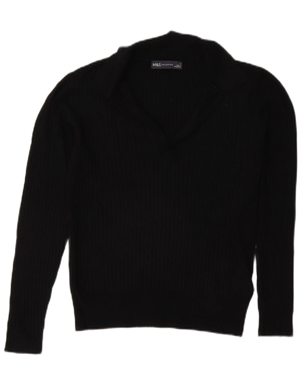 Marks & Spencer Dame Polo Neck Jumper Sweater UK 8 Small Black Viscose