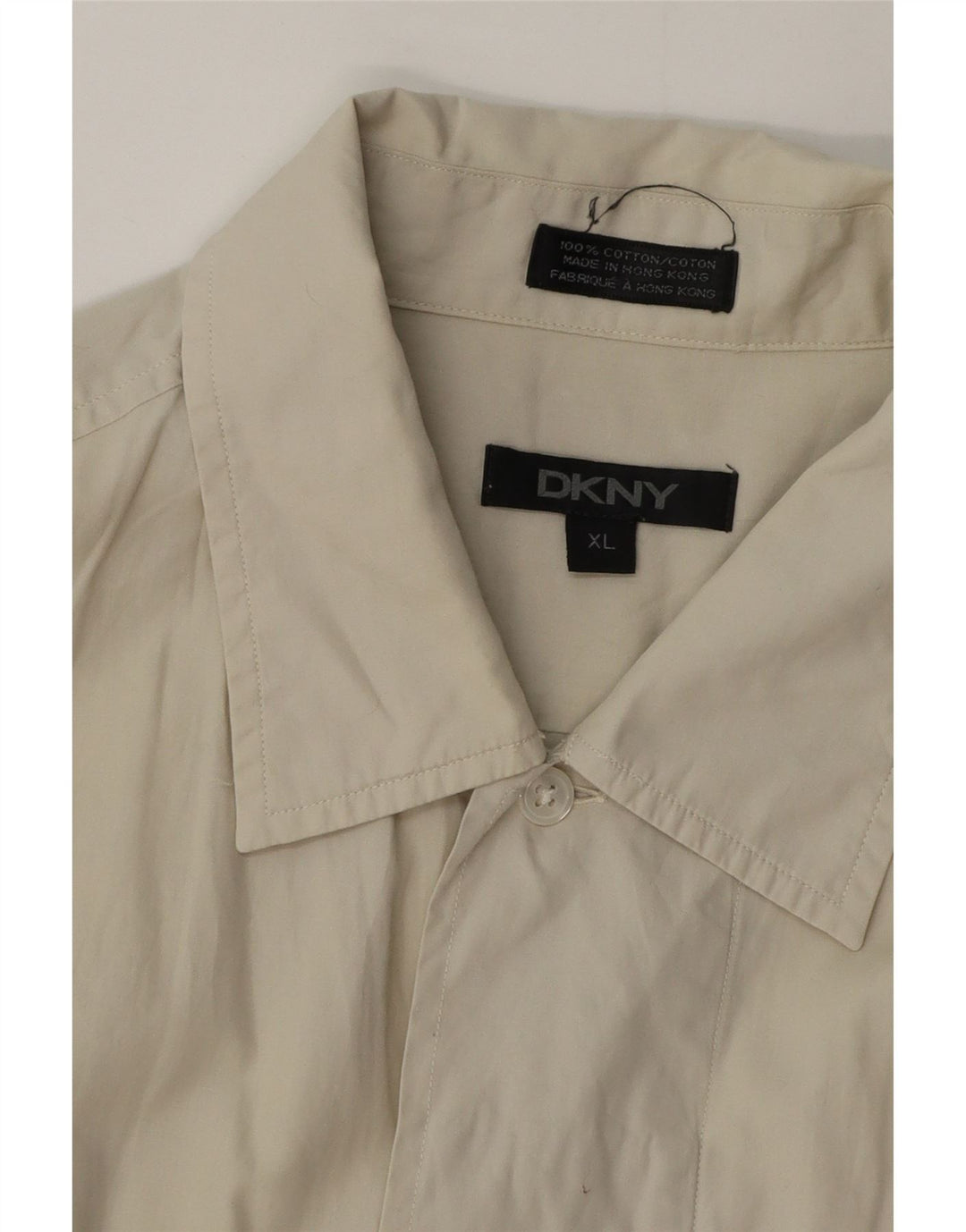 Dkny Herre Kortærmet Skjorte XL Beige Bomuld