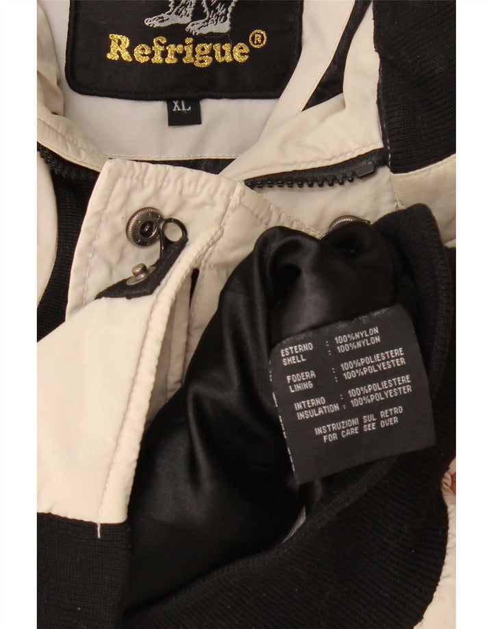 REFRIGUE Womens Bomber Jacket UK 18 XL Beige Colourblock Nylon Vintage Refrigue and Second-Hand Refrigue from Messina Hembry 