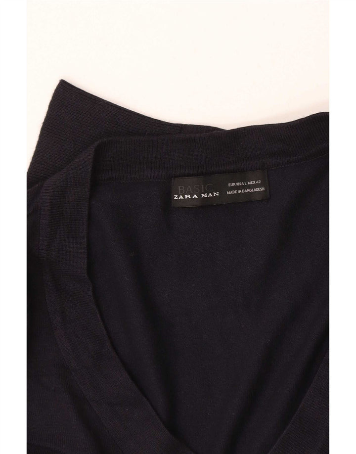 Zara Herre V-hals sweater Stor Marineblå