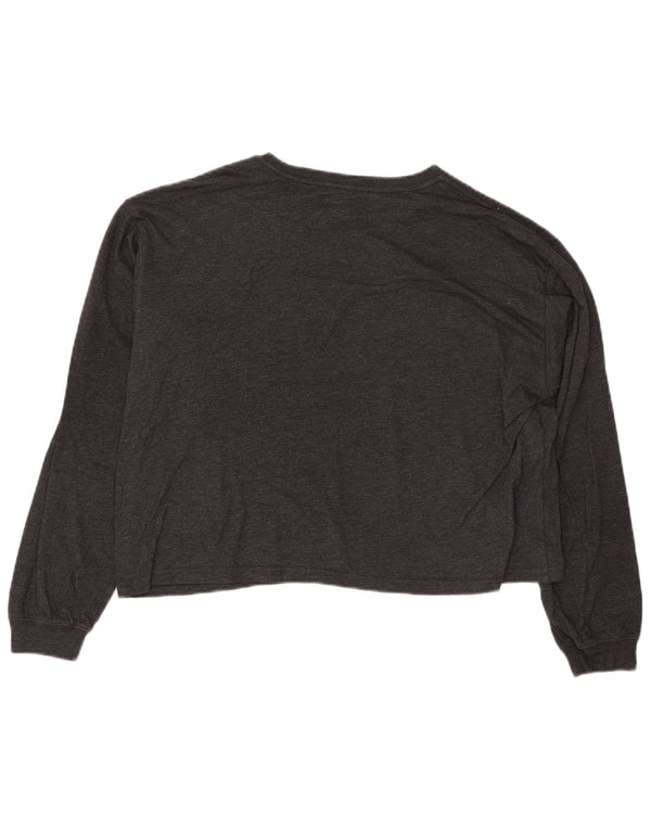 WRANGLER Womens Crop Grafisk Top Langærmet UK 10 Small Grey Floral