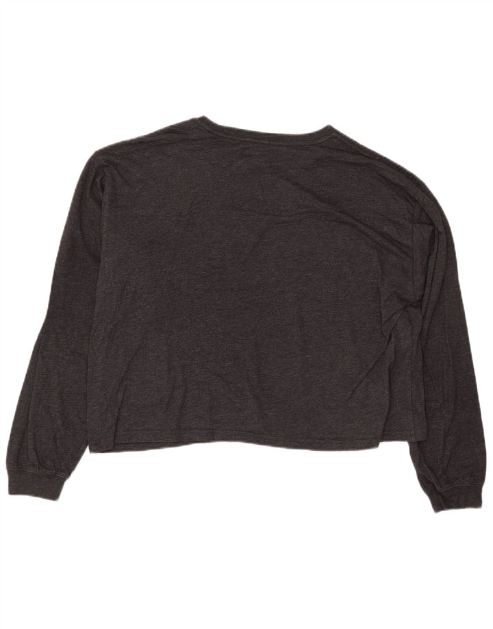 WRANGLER Womens Crop Grafisk Top Langærmet UK 10 Small Grey Floral