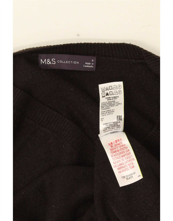 Marks & Spencer Dame V-hals sweater UK 8 Lille sort akryl
