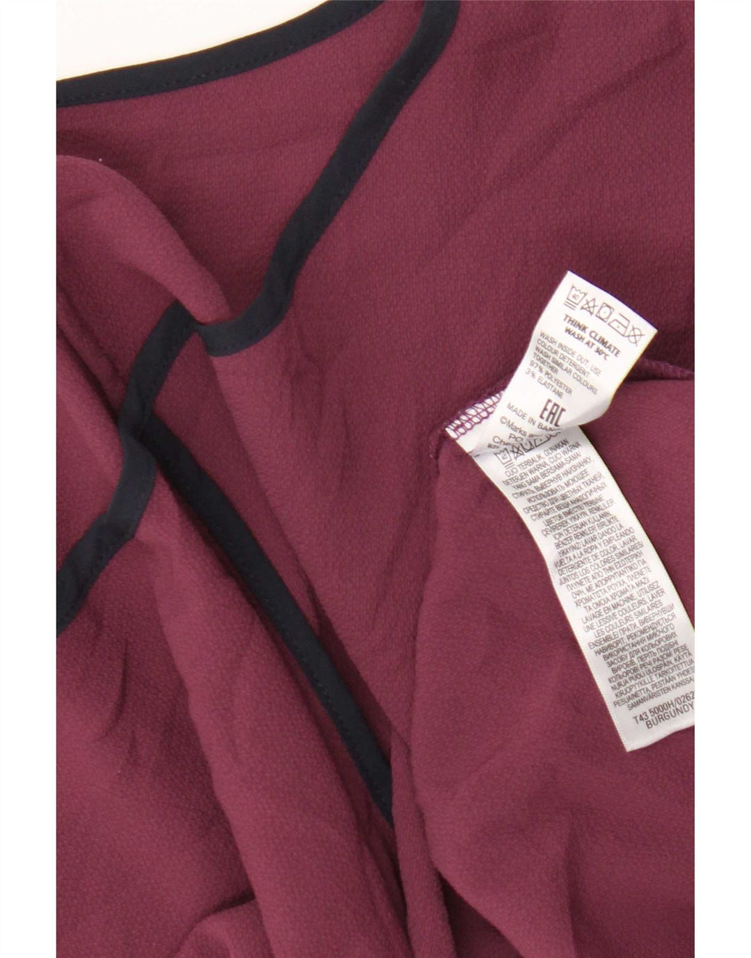 Marks & Spencer Womens Regular Bluse Top UK 20 2XL Burgundy Polyester