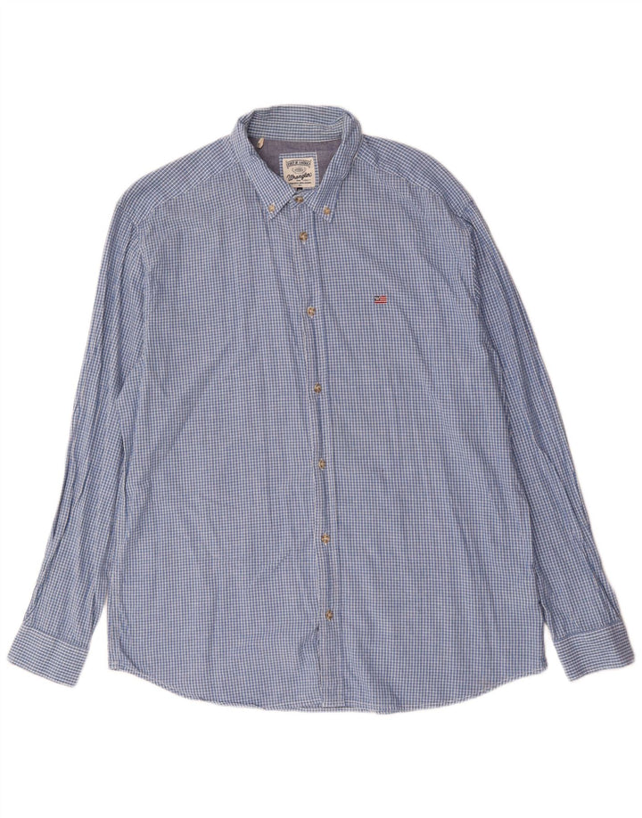 Wrangler herreskjorte 2XL blå ternet bomuld