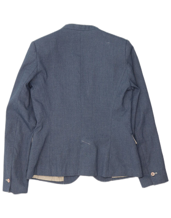 Zara Dame 1-knaps blazerjakke EU 38 Medium Blue Polyester