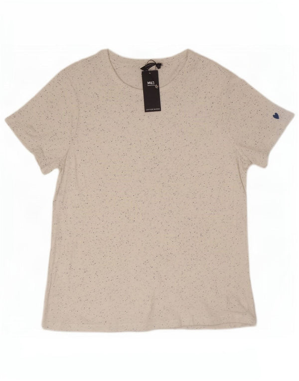 Marks & Spencer T-shirt top til kvinder UK 18 XL Hvid Flecked Viscose