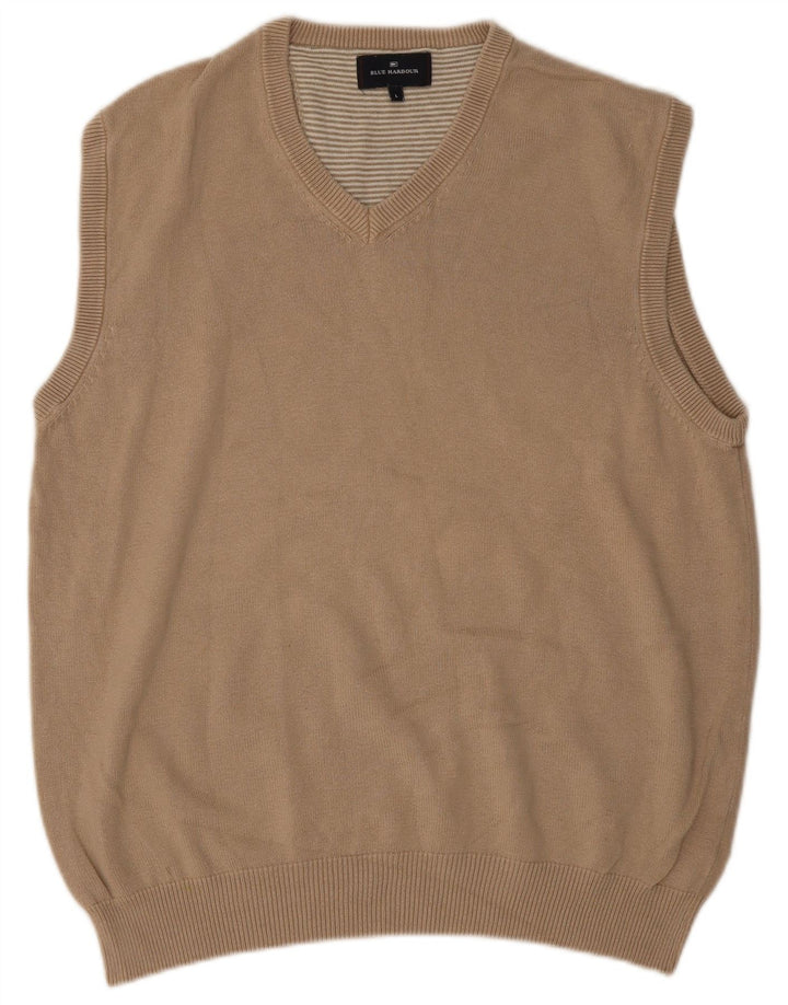 Marks & Spencer Herre Blue Harbor Vest Tank Top Stor Beige Bomuld