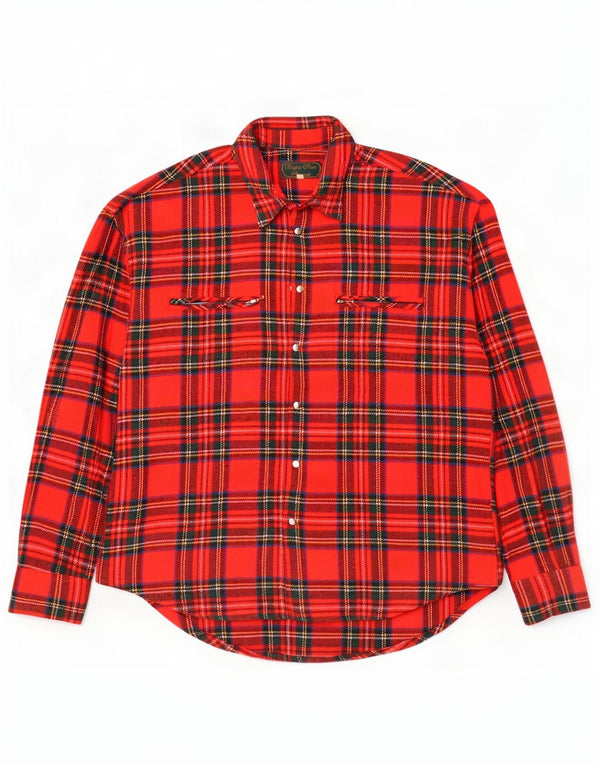 English Man Knitwear Mens Flannel Shirt 2XL Red Plaid Acrylic