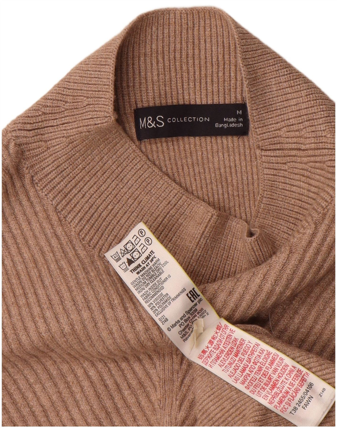 Marks & Spencer Dame Turtle Neck Jumper Sweater UK 14 Medium Brown